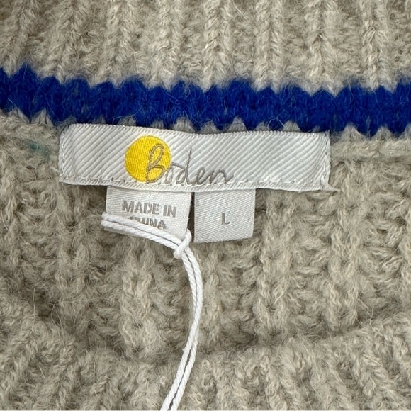 Boden Chunky Knit Sweater Ribbed Wool Alpaca Crewneck Beige Large Quiet Luxury - Picture 8 of 12